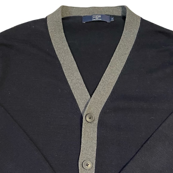 J Crew Mens Dk Blue Cotton Button Up V-Neck Classic Casual Cardigan Sz- M - Picture 3 of 15